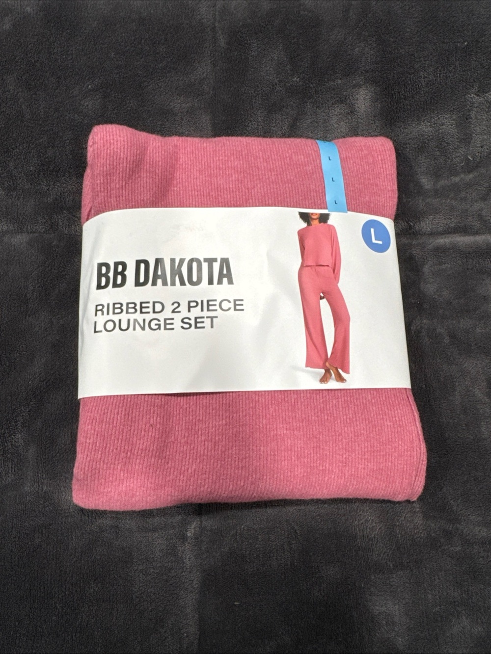 BB Dakota Ribbed 2-Piece Lounge Set - Mauve - Large